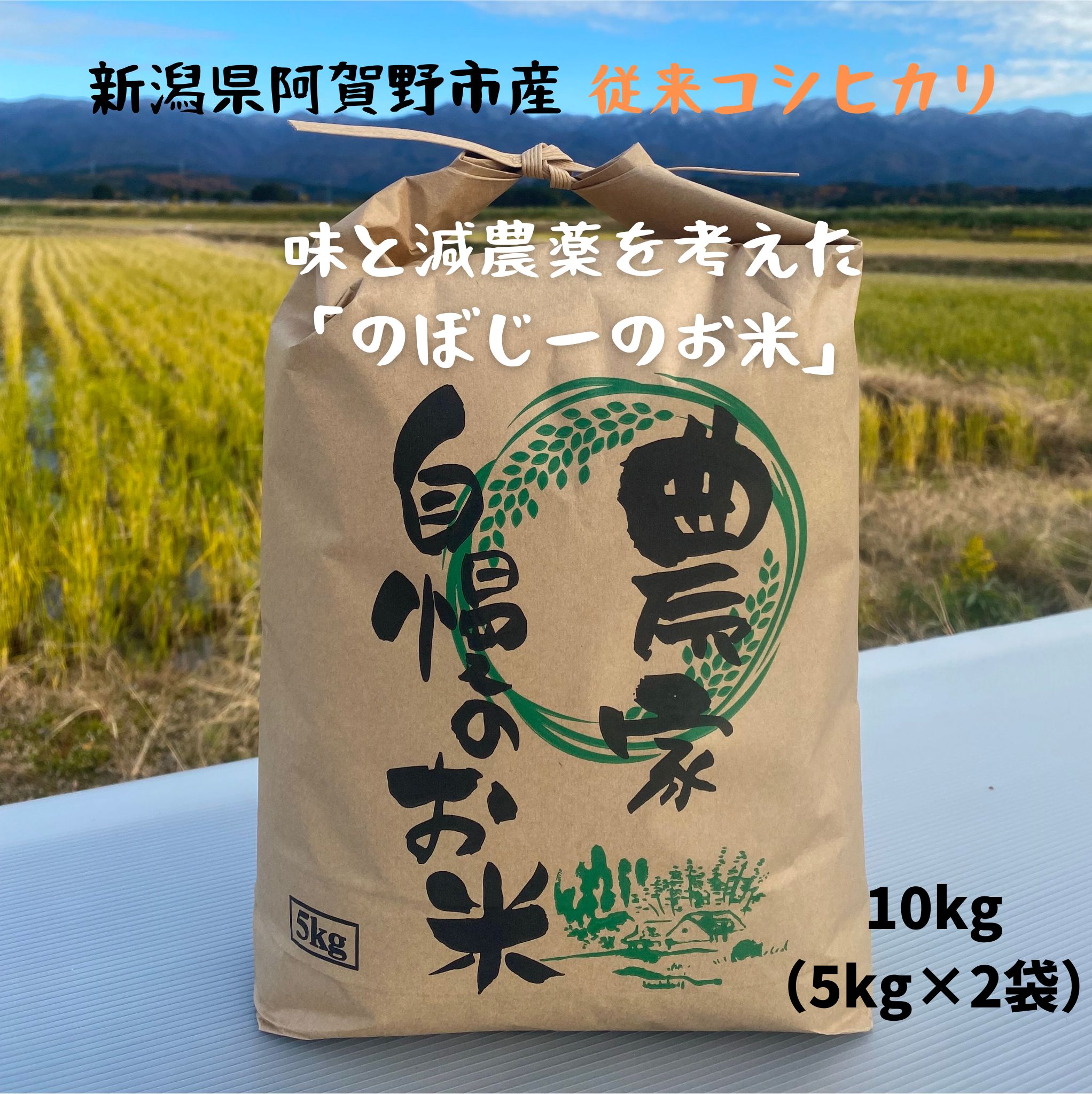 [令和7年産新米]味と減農薬を考えた「のぼじーのお米」従来コシヒカリ 10kg (5kg×2袋) 精米 白米