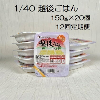 【12ヶ月定期便】【たんぱく質調整食品】 1/40 越後ごはん 150g×20個×12回 バイオテックジャパン 越後シリーズ