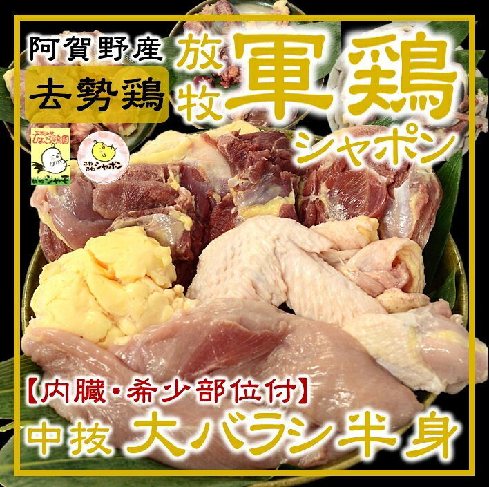 軍鶏シャポン大バラシ半身セット(内臓・希少部位付!)