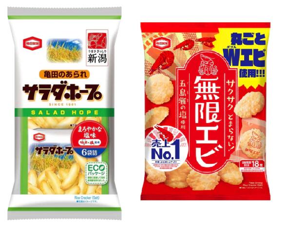 亀田製菓 サラダホープ90g＆無限エビ73g詰合せ 各6袋 合計12袋