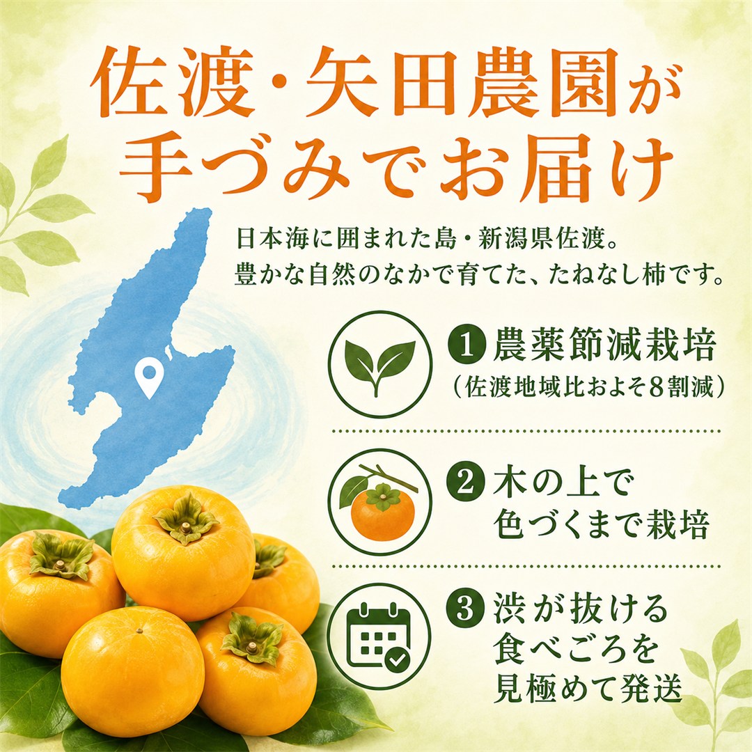【ふるさと納税】たねなし柿（島のかき）農薬節減栽培　3キロ／5キロ