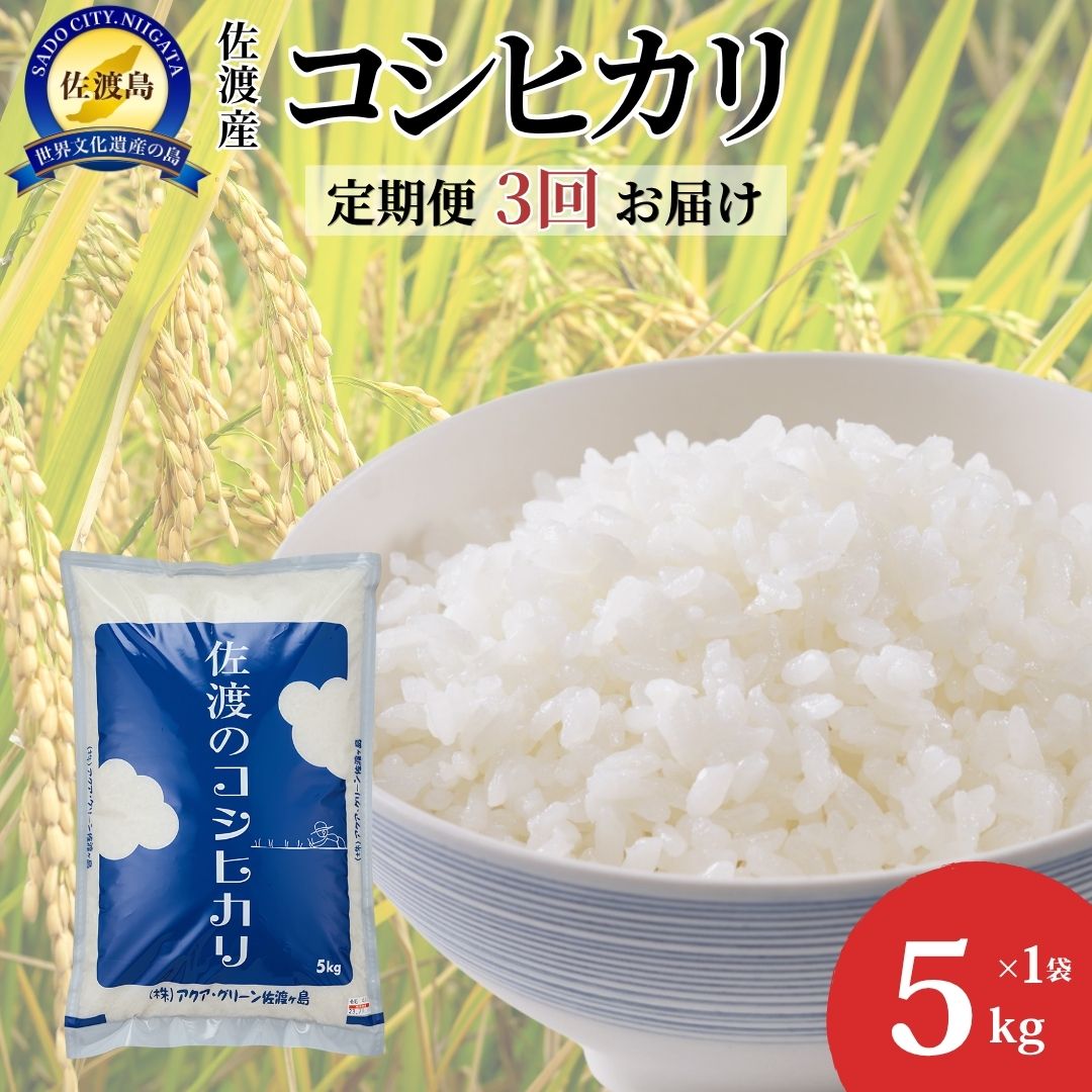 【ふるさと納税】【令和7年産】【定期便3回】　佐渡産コシヒカリ　5kg