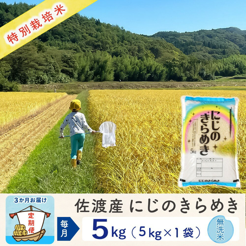 【ふるさと納税】【3か月定期便】佐渡島産にじのきらめき 無洗米5Kg 令和8年 特別栽培米 農家直送