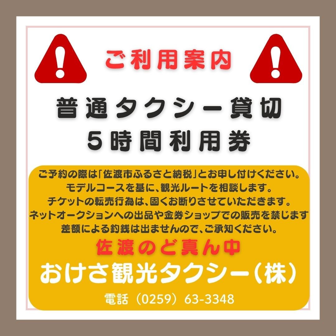 【ふるさと納税】おけさ観光タクシー 5時間フリープラン 普通車 4名様まで 利用券1枚 ドライバーガイド付き 佐渡島 名所めぐり 旅行 体験 チケット 新潟県 佐渡市 f152242-sado-10000706 新潟県佐渡市 サンプル画像2