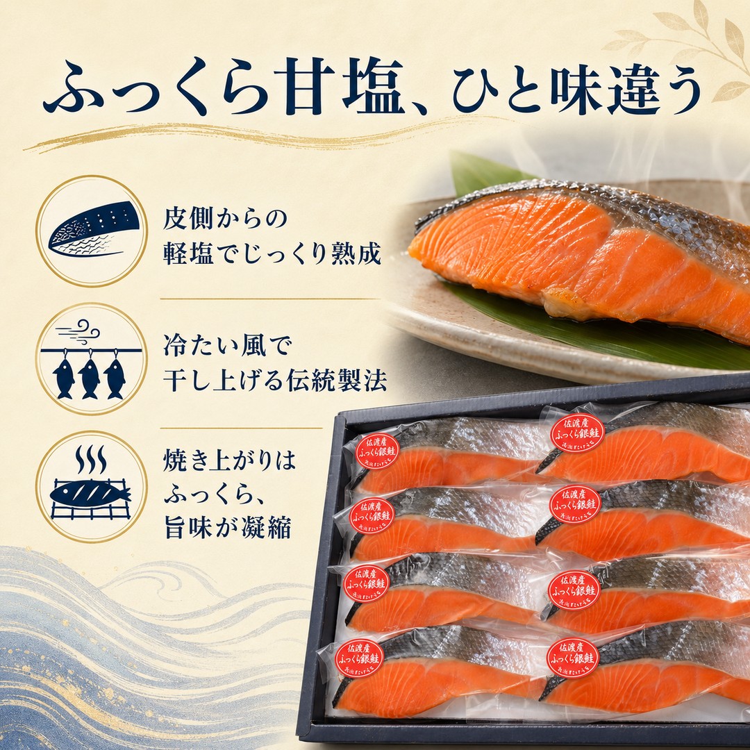 【ふるさと納税】佐渡産ふっくら銀鮭（8切）
