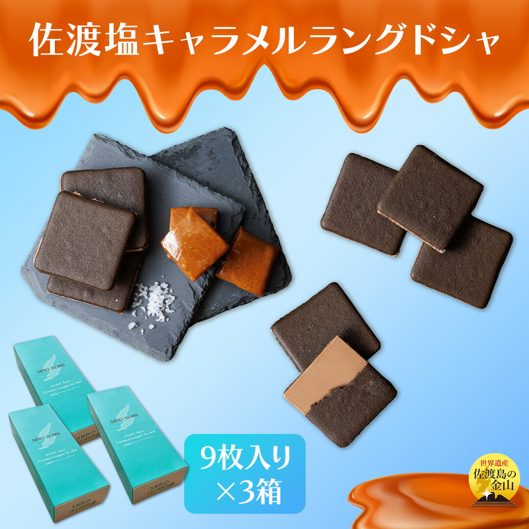 佐渡塩キャラメルラングドシャ 9枚入×3箱 計27枚 佐渡のめぐみ 深海塩使用 佐渡海洋深層水 チョコサンド 焼き菓子 スイーツ おやつ 手土産 新潟県 佐渡市