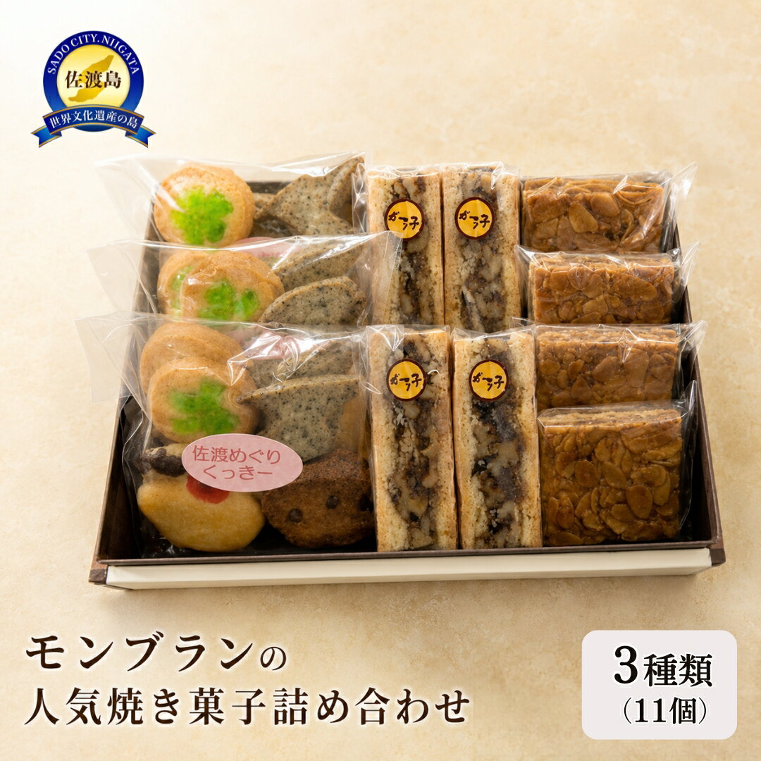 【ふるさと納税】焼き菓子 詰め合わせ 3種11個 600g モンブラン 佐渡めぐりくっきー ガトーノア アマンド クッキー サブレ 個包装 手土産 進物 ギフト 新潟県 佐渡市