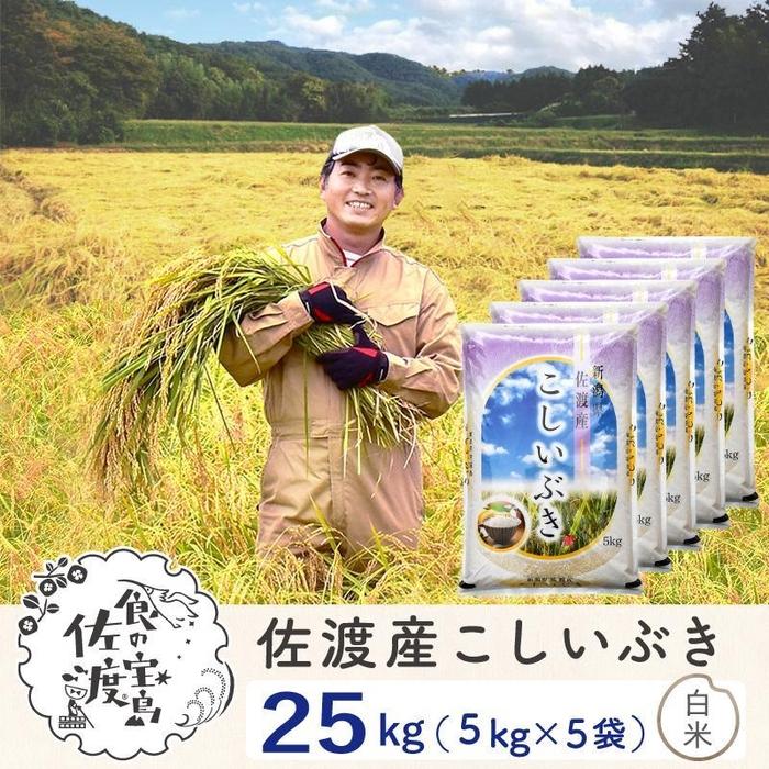 佐渡島産 こしいぶき 白米25kg(5kg×5袋）【令和5年産】～農薬5割減～ | お米 こめ 白米 食品 人気 おすすめ 送料無料