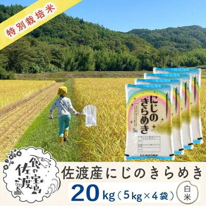 佐渡島産 にじのきらめき 白米20kg (5kg×4袋)【令和5年産】特別栽培米 | お米 こめ 白米 食品 人気 おすすめ 送料無料