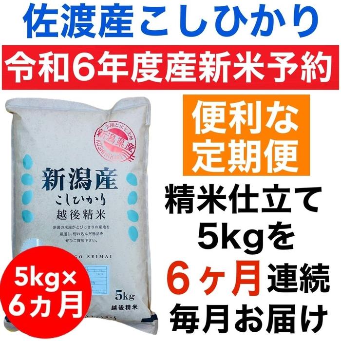 [令和6年度産新米・定期便予約]佐渡羽茂産コシヒカリ 5kg(精米) 全6回 | お米 こめ 白米 食品 人気 おすすめ 送料無料