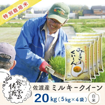 佐渡島産 ミルキークイーン 白米20Kg (5Kg×4袋）【令和5年産】特別栽培米 | お米 こめ 白米 食品 人気 おすすめ 送料無料