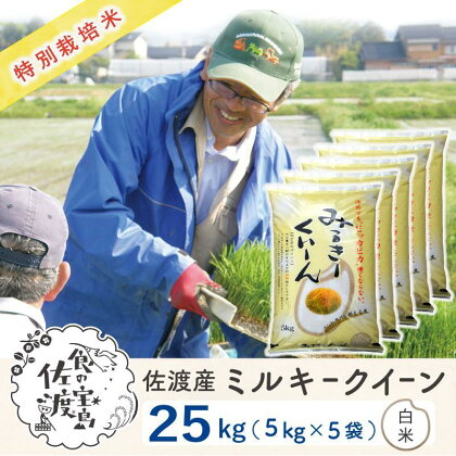 佐渡島産 ミルキークイーン 白米25Kg (5Kg×5袋）【令和5年産】特別栽培米 | お米 こめ 白米 食品 人気 おすすめ 送料無料