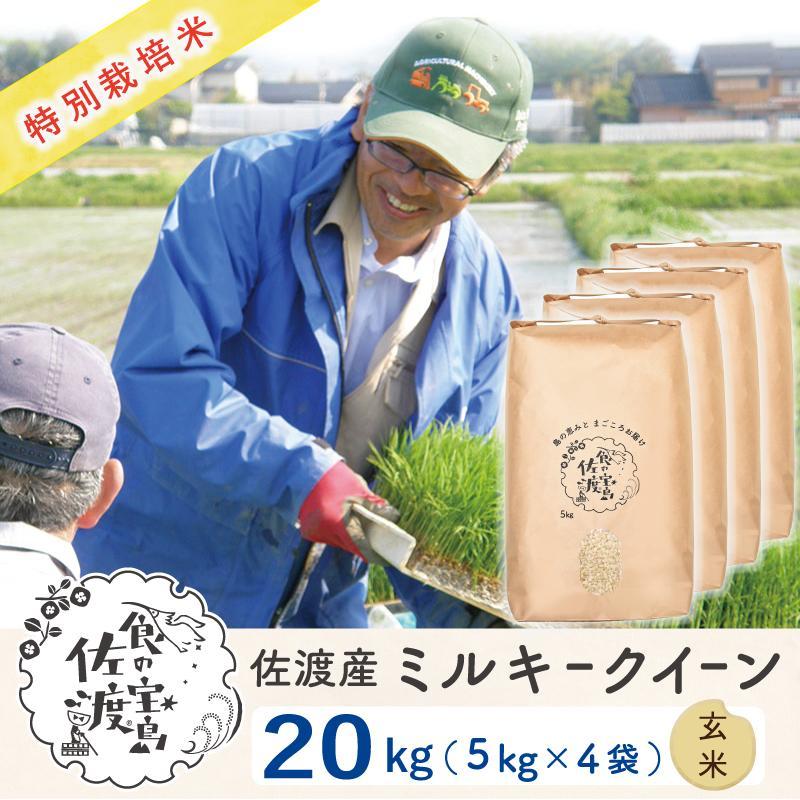 【ふるさと納税】佐渡島産 ミルキークイーン 玄米20Kg(5Kg×4袋)【令和5年産】特別栽培米 | お米 こめ 食品 人気 おすすめ 送料無料