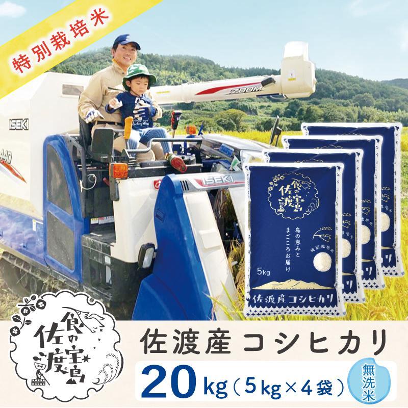 【ふるさと納税】”ベストファーマー認証受賞歴” 佐渡島産コシヒカリ 無洗米20Kg(5kg×4袋)【令和5年産】特別栽培米 | お米 こめ 白米 食品 人気 おすすめ 送料無料