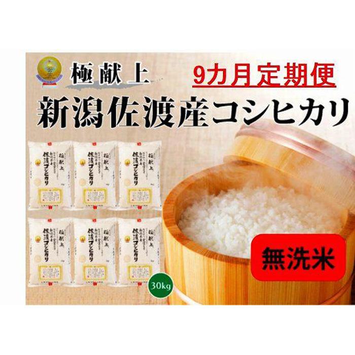 【ふるさと納税】無洗米30kg 新潟県佐渡産コシヒカリ30kg(5kg×6)×9回「9カ月定期便」 | お米 こめ 白米 食品 人気 おすすめ 送料無料