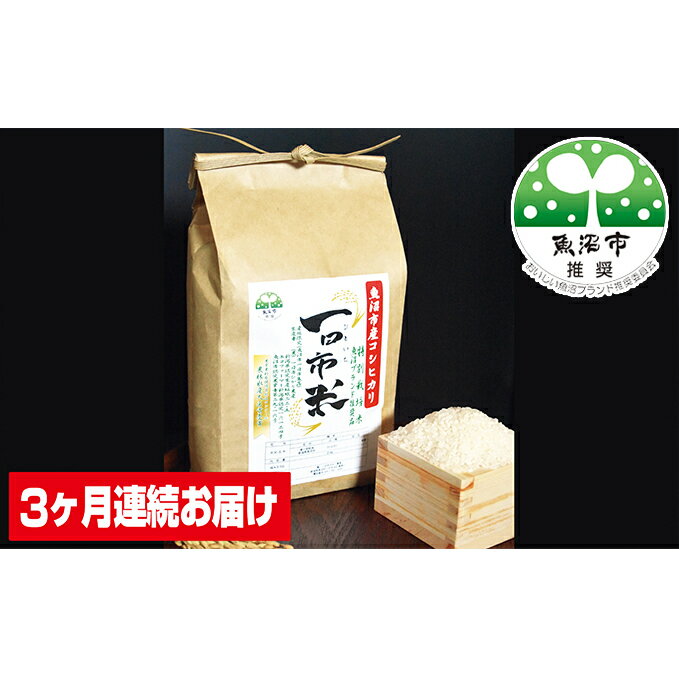 【ふるさと納税】魚沼市産コシヒカリ一日市米　3ヶ月連続お届け　【定期便・お米・コシヒカリ】