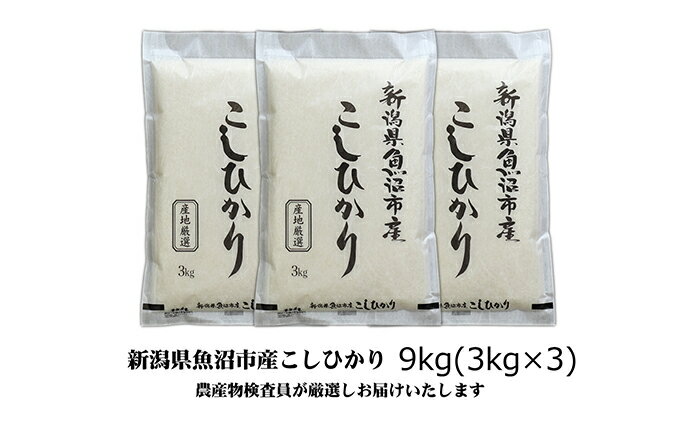 【令和5年産】農産物検査員お奨め 魚沼産こしひかり（精米）9kg（3kg×3）　【お米・コシヒカリ】