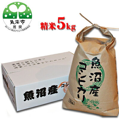 [令和5年産][農薬・化学肥料栽培期間中不使用・生態系保全・再生可能エネルギー・エコファーマー・生産工程管理]魚沼産コシヒカリ(精米・5kg) [お米・コシヒカリ]