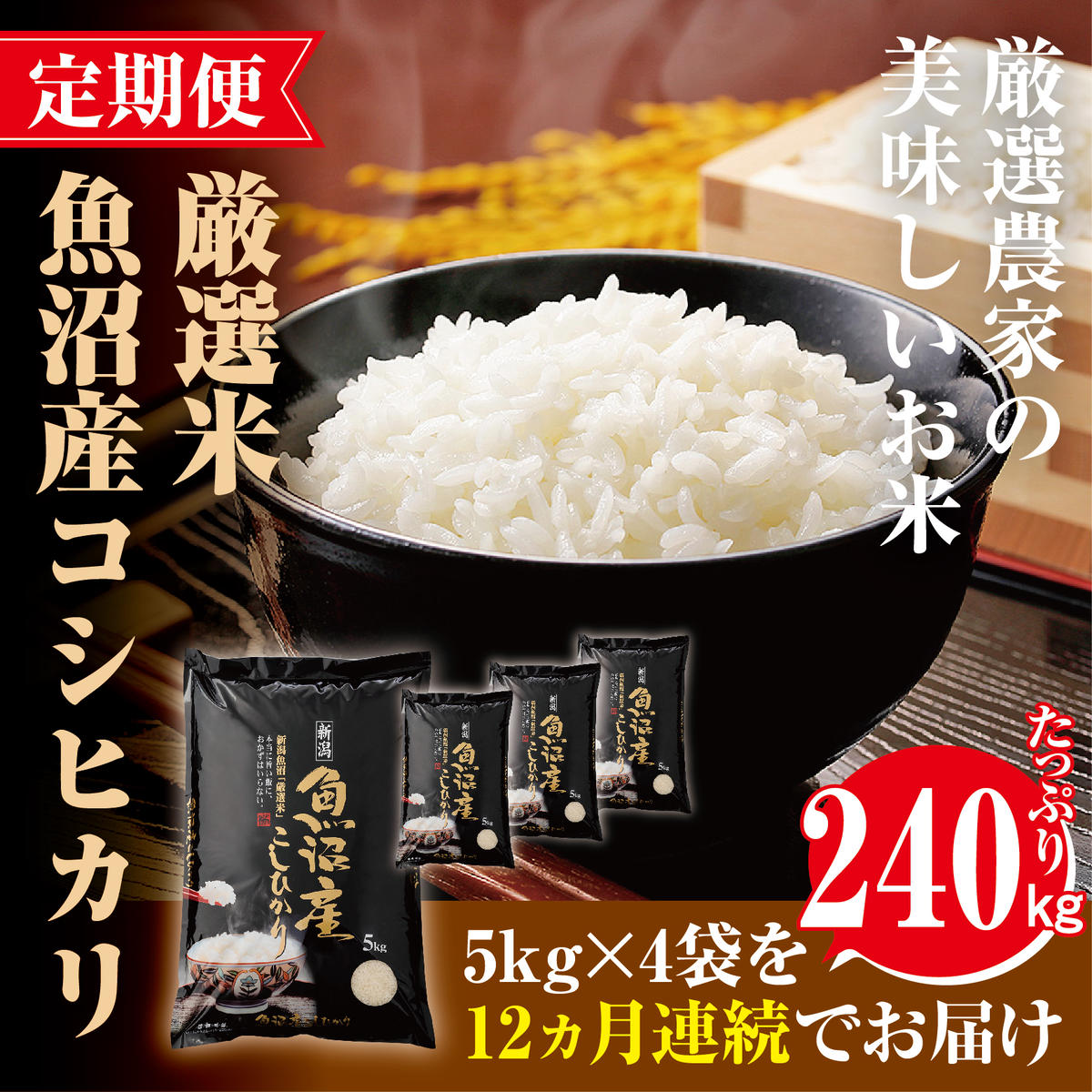 定期便 魚沼 厳選 コシヒカリ 旨い飯におかずはいらない 20kg 全 12回 ( 米 12ヶ月 こしひかり お米 新潟 魚沼産 こめ コメ おこめ 白米 魚沼産コシヒカリ 魚沼産こしひかり 定期 お楽しみ ) [定期便・ 新潟県 魚沼市 ]