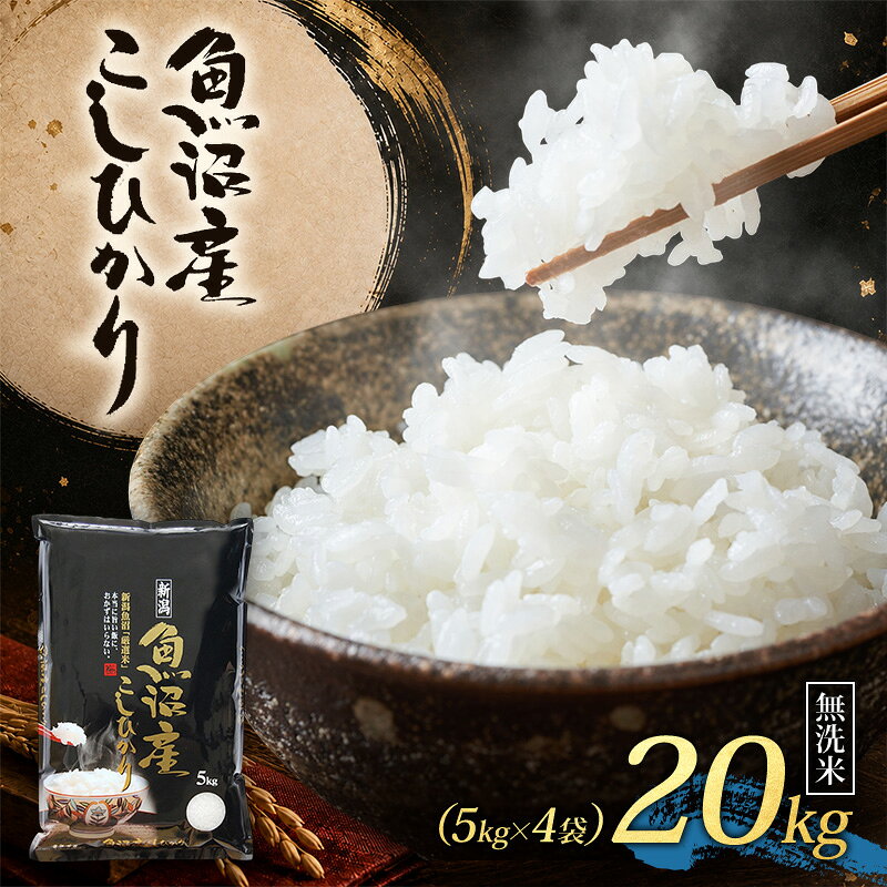 【ふるさと納税】【令和8年産 先行予約】 魚沼産コシヒカリ 無洗米 20kg（5kg×4）　お届け：2026年10月下旬～2027年10月下旬まで