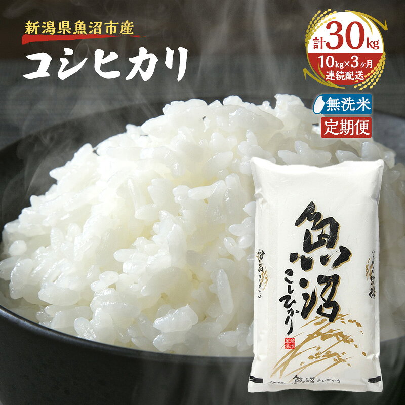 【定期便：雪国逸品 無洗米10kg×3ヶ月】越後魚沼郷 魚沼産コシヒカリ