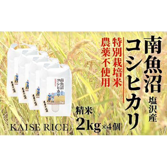 【ふるさと納税】南魚沼産塩沢コシヒカリ【従来品種】（農薬不使用）精米2kg×4個 | お米 こめ 白米 コシヒカリ 食品 人気 おすすめ 送料無料 魚沼 南魚沼 南魚沼市 新潟県産 新潟県 精米 産直 産地直送 お取り寄せ