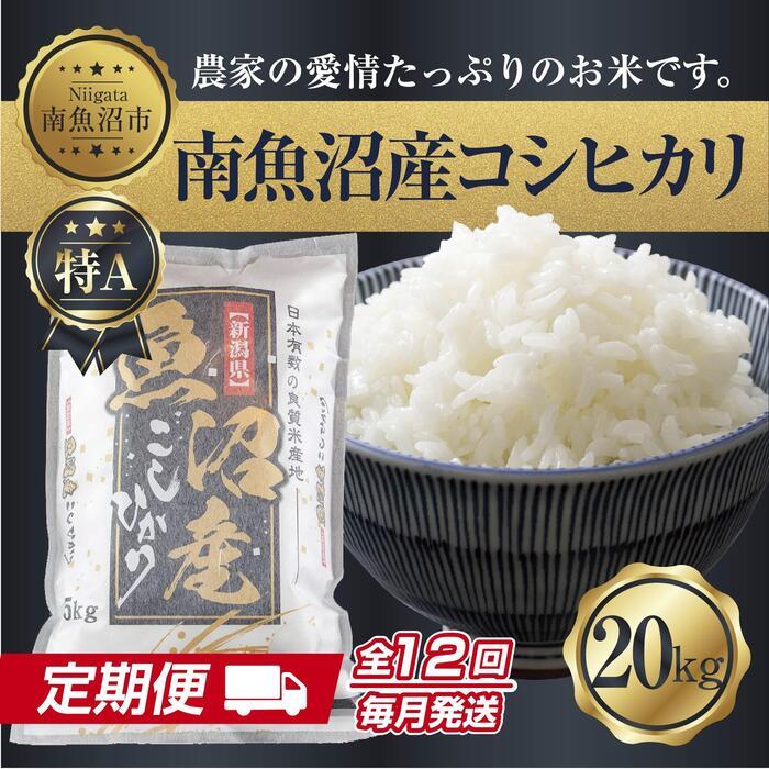  新潟県 南魚沼産 コシヒカリ お米 20kg×計12回 精米済み 年間 毎月発送 こしひかり（お米の美味しい炊き方ガイド付き） | お米 こめ 白米 コシヒカリ 食品 人気 おすすめ 送料無料 魚沼 南魚沼 南魚沼市 新潟県産 新潟県 精米