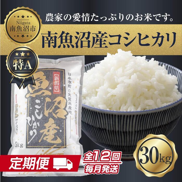 【ふるさと納税】【定期便】 新潟県 南魚沼産 コシヒカリ お米30kg×計12回 精米済み 年間 毎月発送 こしひかり（お米の美味しい炊き方ガイド付き） | お米 こめ 白米 コシヒカリ 食品 人気 おすすめ 送料無料 魚沼 南魚沼 南魚沼市 新潟県産 新潟県 精米