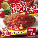 【ふるさと納税】わらじハンバーグ 300g×4 こだわり 手作り 自家製 ハンバーグ トマト ソース 大きい 温めるだけ なぐも 冷凍 惣菜 簡単 調理 肉 お...