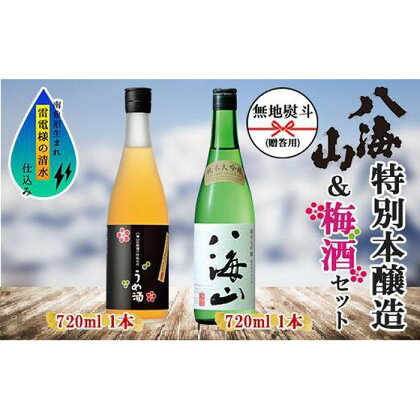 無地熨斗 純米大吟醸 八海山 日本酒 八海山の原酒で仕込んだうめ酒 720ml 飲み比べ セット 四合瓶 酒 お酒 梅酒 梅 うめ ウメ 晩酌 贈り物 贈答 プレゼント ギフト 新潟県 南魚沼市 | お酒 さけ 人気 おすすめ 送料無料 ギフト