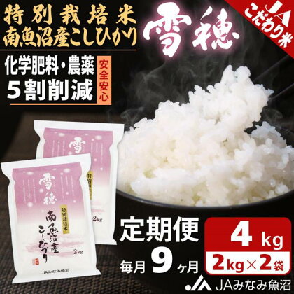 米 定期便 南魚沼産 コシヒカリ 36kg ( 2kg × 2袋 × 9ヵ月 ) 特別栽培米 雪穂 | お米 こめ 白米 食品 人気 おすすめ 送料無料 魚沼 南魚沼 南魚沼市 新潟県 精米 産直 産地直送 お取り寄せ お楽しみ