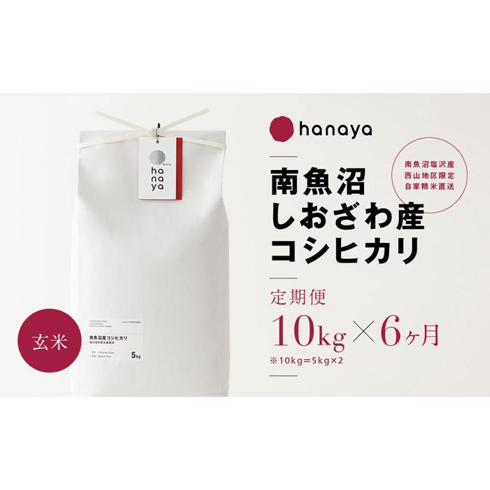 【ふるさと納税】＜定期便＞南魚沼しおざわ産コシヒカリ　従来品種　玄米10kg(5kg×2)×全6回 | お米 こめ 食品 コシヒカリ 人気 おすすめ 送料無料 魚沼 南魚沼 南魚沼市 新潟県 玄米 産直 産地直送 お取り寄せ お楽しみ 1