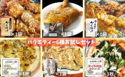 【全6種類！ バラエティーお試しセット】 塩麹 しょうが醬油 から揚げ 和風発酵ピザ 野菜餃子 若鶏の半身揚げ 各種1袋 計6袋