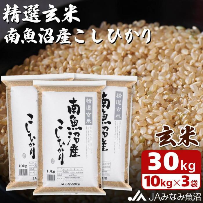 米 玄米 南魚沼産 コシヒカリ 30kg ( 10kg × 3袋 ) | お米 こめ 食品 人気 おすすめ 送料無料 魚沼 南魚沼 南魚沼市 新潟県 精米 産直 産地直送 お取り寄せ