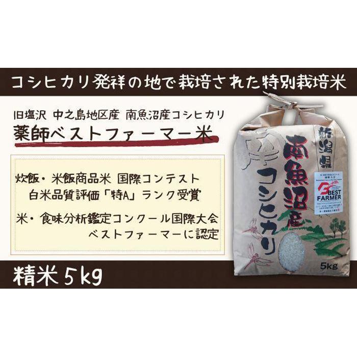 【ふるさと納税】【令和5年産 】新潟県 南魚沼産 コシヒカリ お米 こしひかり 精米 白米 のし 贈り物 熨斗 贈答用 令和5年産 旧塩沢町 中之島地区産 薬師ベストファーマー米 5kg | お米 こめ 白米 コシヒカリ 食品 人気 おすすめ 送料無料 魚沼 南魚沼