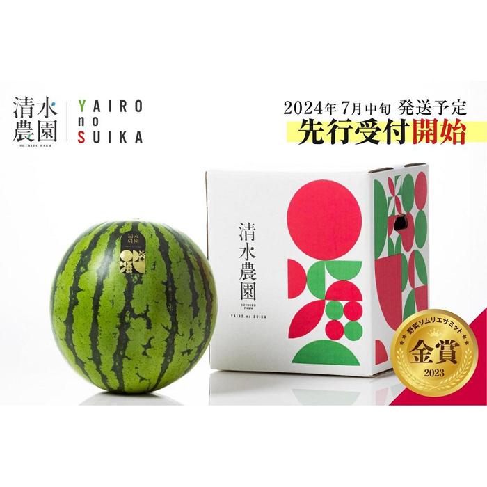 【ふるさと納税】2024年7月中旬発送予定　野菜ソムリエサミット金賞受賞　清水農園の特別栽培大玉スイカ（1玉）