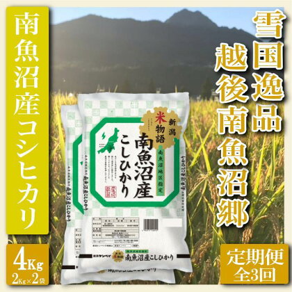 米 定期便 コシヒカリ 南魚沼産 12kg ( 4kg × 3ヶ月 ) 雪国逸品 越後南魚沼郷 | お米 こめ 白米 食品 人気 おすすめ 送料無料 魚沼 南魚沼 南魚沼市 新潟県 精米 産直 産地直送 お取り寄せ お楽しみ