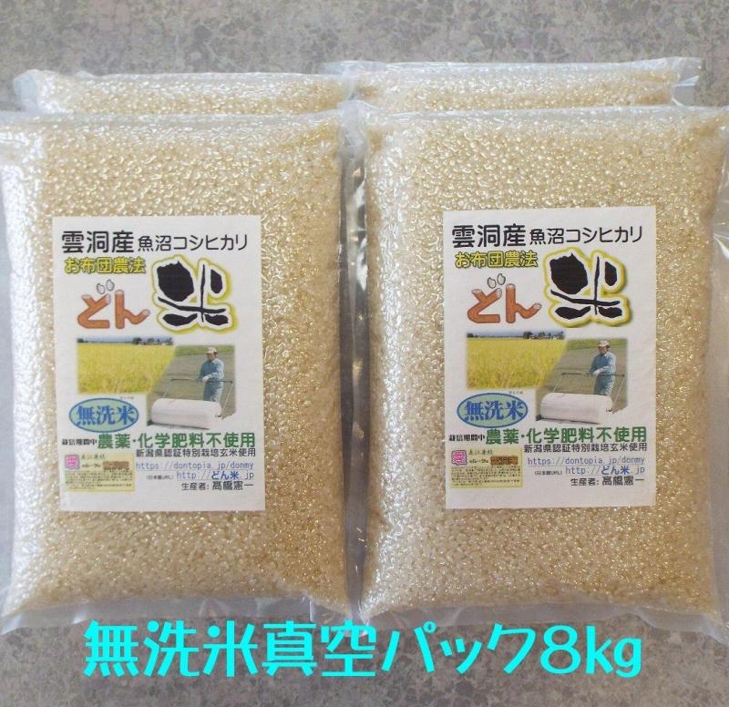 【ふるさと納税】米 定期便 無洗米 コシヒカリ 南魚沼産 96kg ( 8kg × 12ヵ月 ) 雲洞産 「どん米」 真空パック | お米 こめ 白米 食品 人気 おすすめ 送料無料 魚沼 南魚沼 南魚沼市 新潟県 精米 産直 産地直送 お取り寄せ お楽しみ