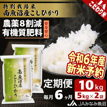 【令和6年産新米予約 JA発定期便】米 定期便 新米予約 南魚沼産 コシヒカリ 60kg ( 10kg × 6ヵ月 ) 特別栽培米 農薬8割減 | お米 こめ 白米 食品 人気 おすすめ 送料無料 魚沼 南魚沼 南魚沼市 新潟県 精米 産直 産地直送 お取り寄せ お楽しみ