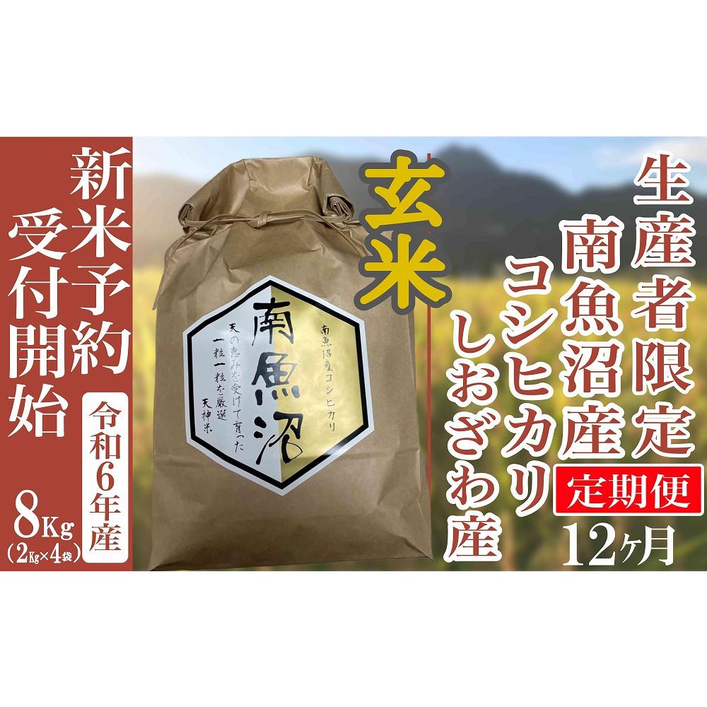 【ふるさと納税】【新米予約・令和6年産】定期便12ヶ月：玄米8Kg 生産者限定 南魚沼しおざわ産コシヒカリ | お米 こめ 白米 コシヒカリ 食品 人気 おすすめ 送料無料 魚沼 南魚沼 南魚沼市 新潟県産 新潟県 精米 産直 産地直送 お取り寄せ お楽しみ
