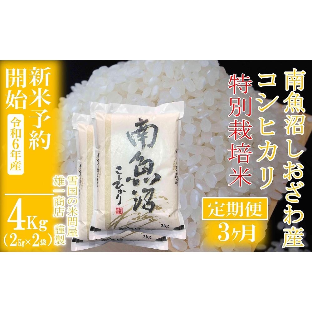 【ふるさと納税】【新米予約・令和6年産】定期便3ヶ月：精米4Kg ※特別栽培※生産者限定 南魚沼しおざわ産コシヒカリ | お米 こめ 白米 食品 人気 おすすめ 送料無料