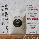 【ふるさと納税】【定期便令和7年産新米予約】南魚沼食味コンクール4年連続優秀賞 塩沢地区限定米10kg×6回 南魚沼塩沢産コシヒカリ【2025年9月中旬より順次...