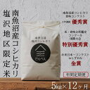 【ふるさと納税】【年間定期便令和7年産新米予約】南魚沼食味コンクール4年連続優秀賞 塩沢地区限定米5kg×12回 南魚沼塩沢産コシヒカリ【2025年9月中旬より...