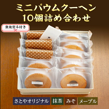 無地熨斗 バウムクーヘン ミニ 詰め合わせ セット 10個入り 八海山 焼き菓子 お菓子 スイーツ バームクーヘン さとや 新潟県 南魚沼市