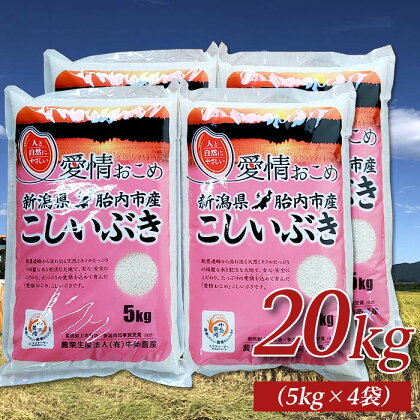 令和5年 米 20kg 5kg×4袋 新潟 こしいぶき 白米 16-I201新潟県胎内市産こしいぶき20kg（5kg×4袋）