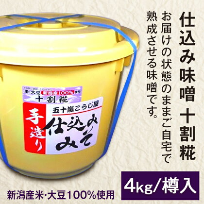 20-08仕込み味噌（十割糀）4kg【ご自宅でお手軽熟成】新潟産の米と大豆100％使用（五十嵐こうじ屋）