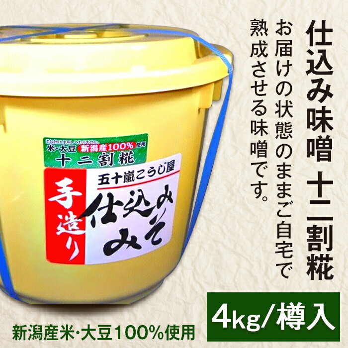 【ふるさと納税】20-11仕込み味噌 十二割糀 4kg【ご自宅でお手軽熟成】新潟産の米と大豆100％使用 五十嵐こうじ屋 