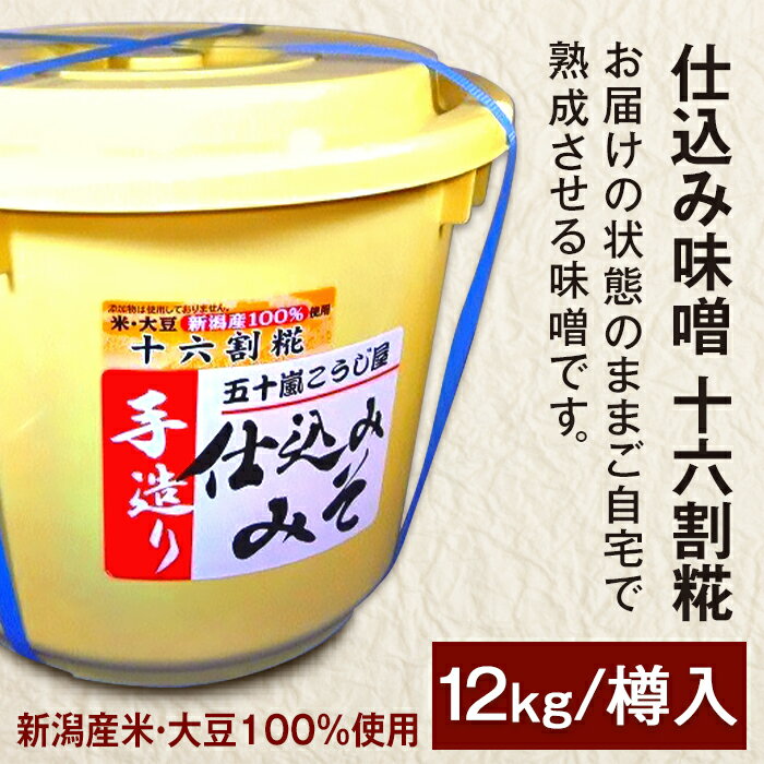 【ふるさと納税】20-16仕込み味噌 十六割糀 12kg【ご自宅でお手軽熟成】新潟産の米と大豆100％使用 五十嵐こうじ屋 