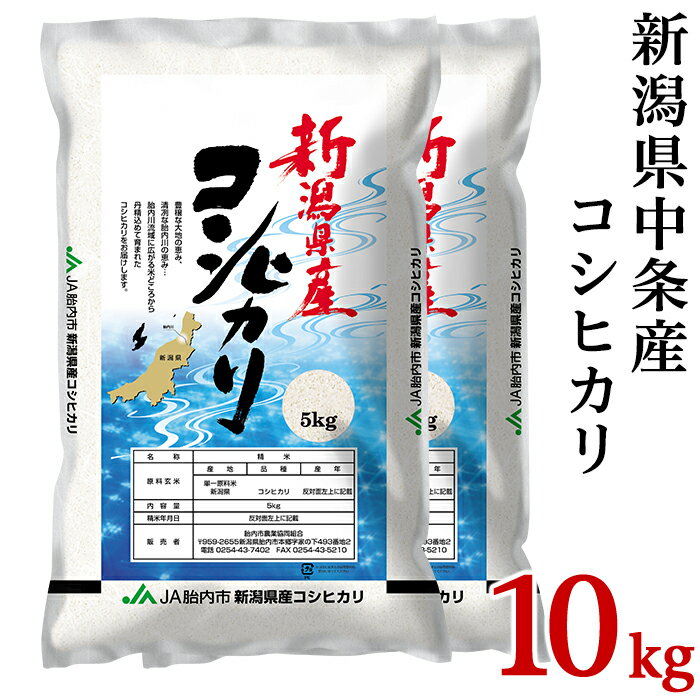 令和5年 米 10kg 5kg×2袋 新潟こしひかり 白米 23-K101R5新潟県中条産コシヒカリ10kg(5kg×2袋)