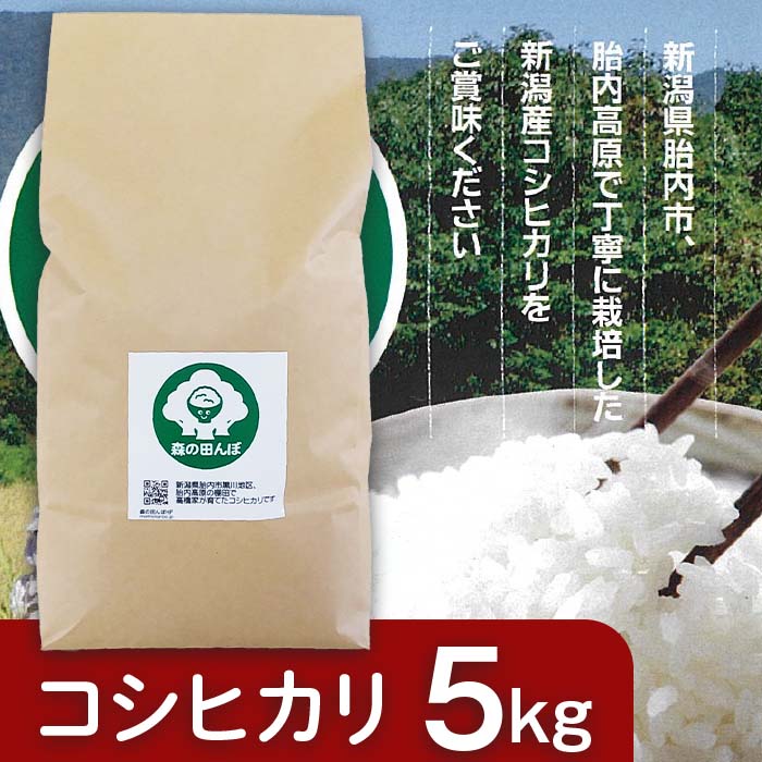 米 5kg 減農薬米 新潟 コシヒカリ 新潟こしひかり 減農薬 白米 新潟県胎内産コシヒカリ5kg(森の田んぼ)